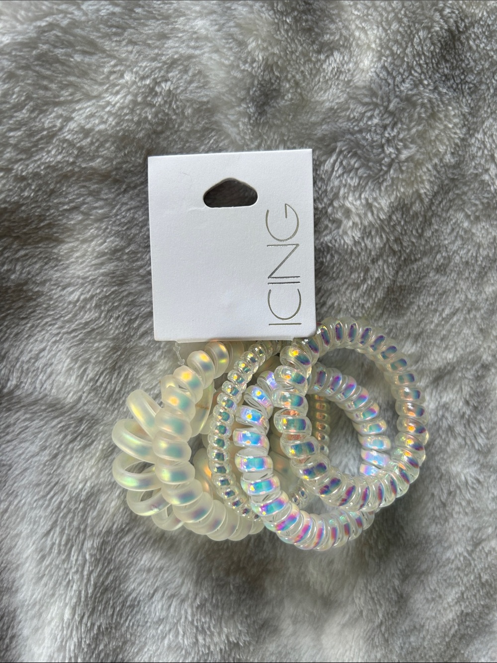 Icing Iridescent Spiral Hair Coils in Opalescent White (Set of 3)